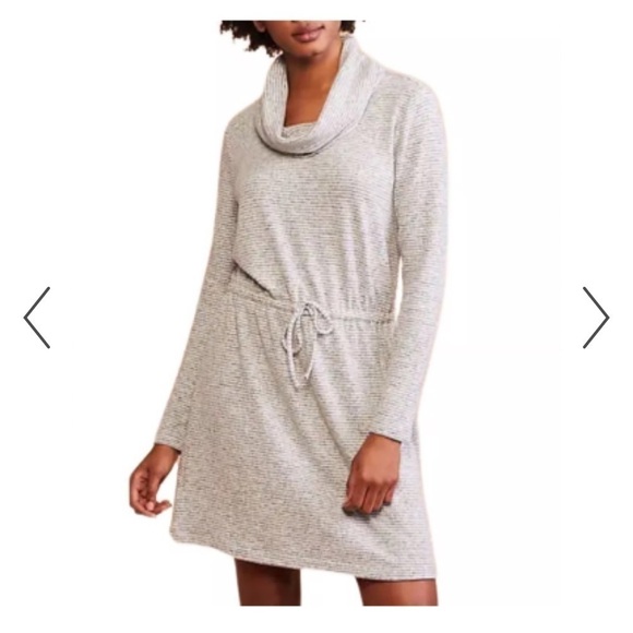 Lou & Grey Dresses & Skirts - LOFT Lou & Grey Cowl Neck Drawstring Waist Long Sleeve Dress SZ M in Grey